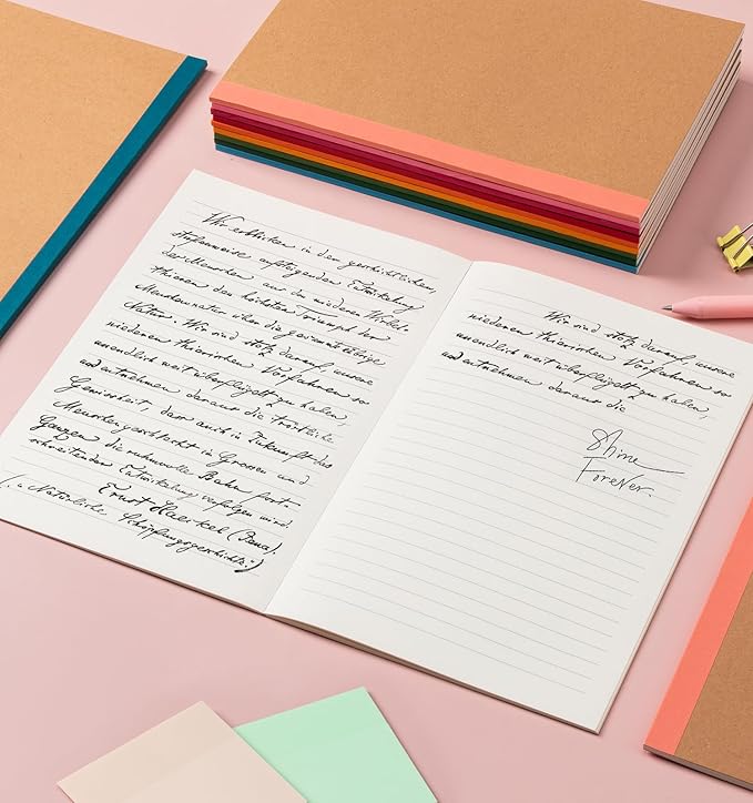 60 Pack Composition Notebook Journals Bulk, A5 Lined College Ruled Notebook, Kraft Cover with Rainbow Spines, 8.3x 5.5, 15 Colors 60 Pages for School Office Travel
