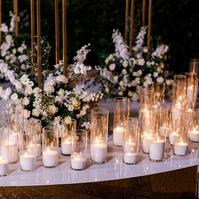 12 Pcs Glass Cylinder Vases Clear Flowers Vase Decorative 6,8,10 Inch Floating Candles Holders Table Centerpieces for Wedding Party Event Home Office Decor (2.5 x 5 in,2.5 x 6 in,2.5 x 8 in)