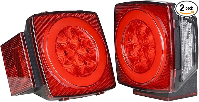LINKITOM New Halo Submersible LED Trailer Light, Super Bright Brake Stop Turn Tail License Lights for Camper Truck RV Boat Snowmobile Under 80" Inch