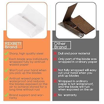 REXBETI 100PCS Single Edge Razor Blades, Industrial Razor Blades
