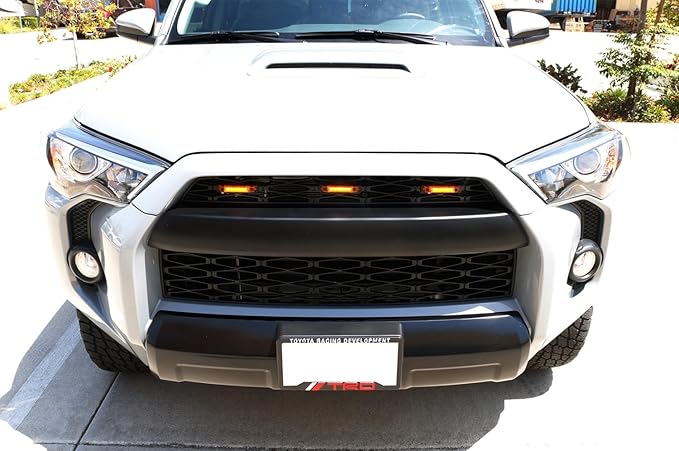 iJDMTOY 3pc Amber Lens Amber LED Center Grille Marker Lights Compatible With Toyota 2014-up 4Runner or 2012-up Tacoma TRD Pro w/Wiring and Hardware