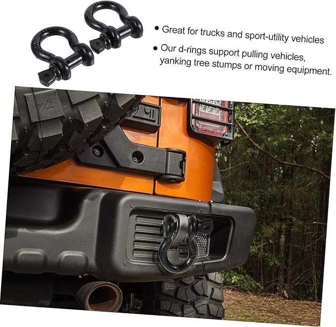 58-inch heavy duty stainless steel D-ring shackles, D-ring shackles, black vehicle hitch recovery shackle