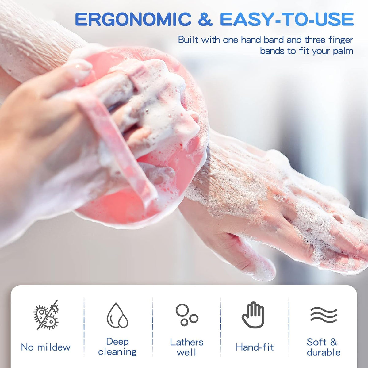 Manmihealth Soft Silicone Shower Brush 1pc Pink Only, Super-Lathering and Deep-Cleaning Body & Face Scrubber, Gentle Exfoliating Bath Glove for All Skin Types( 1 pack pink )