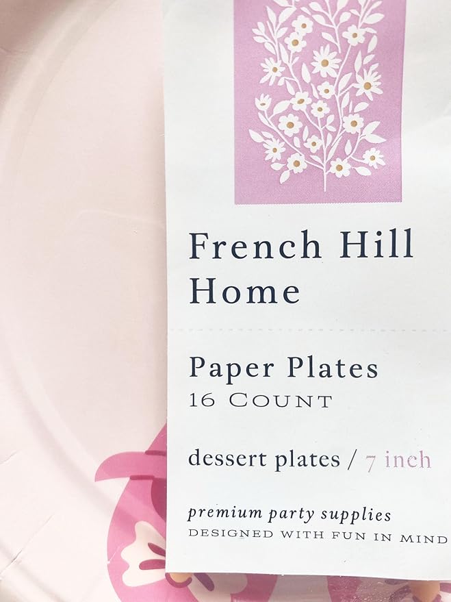 7 inch Paper Plates, Baby Shower, Pink, 16ct