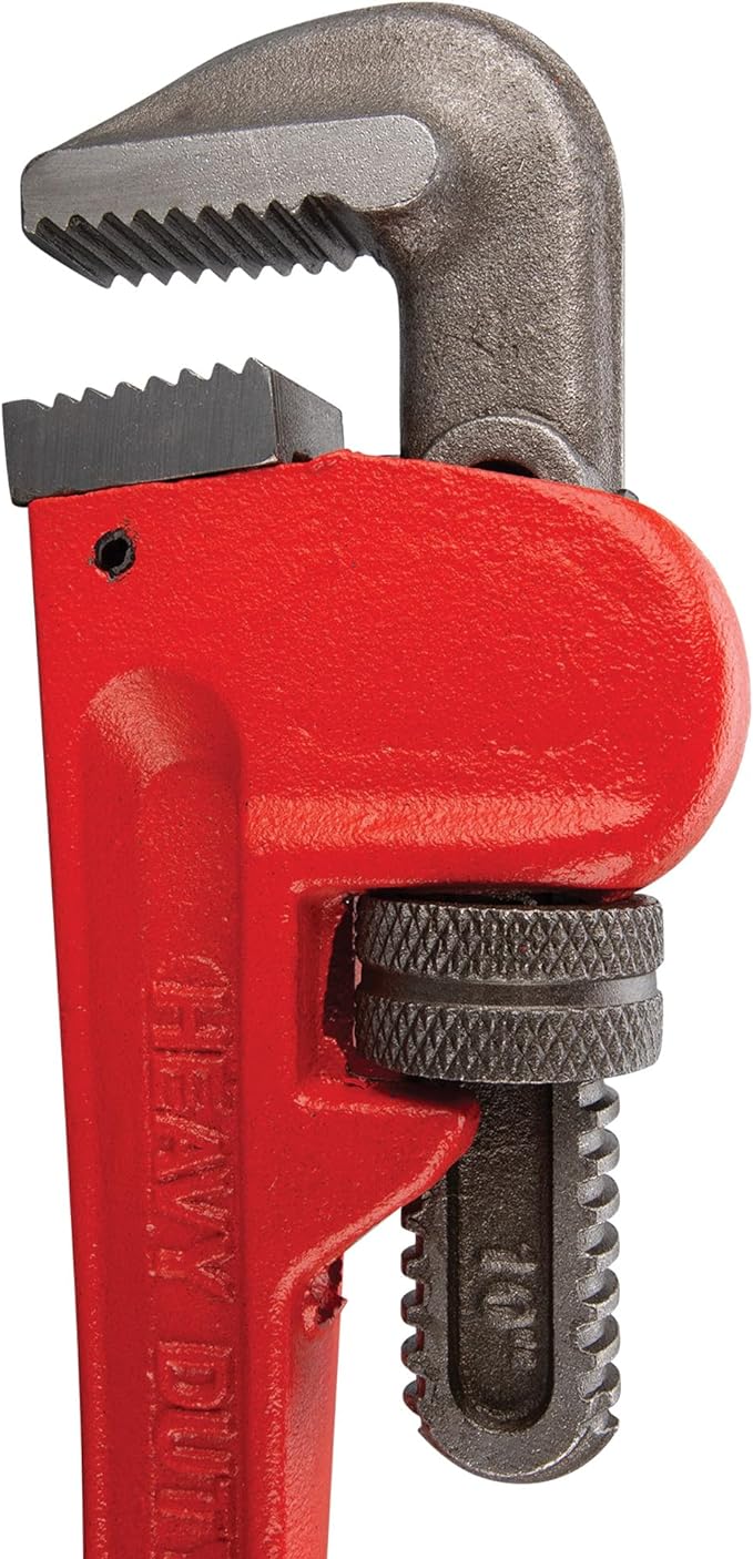 Performance Tool W1133-10B Heavy-Duty Adjustable Straight Pipe Wrench, 10-inch