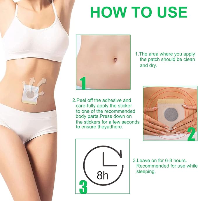 Bubchen Mugwort Belly Patch,30Pcs Natural Wormwood Essence and 30Pcs Belly Sticker, Moxa Hot Moxibustion Navel Wormwood Sticker