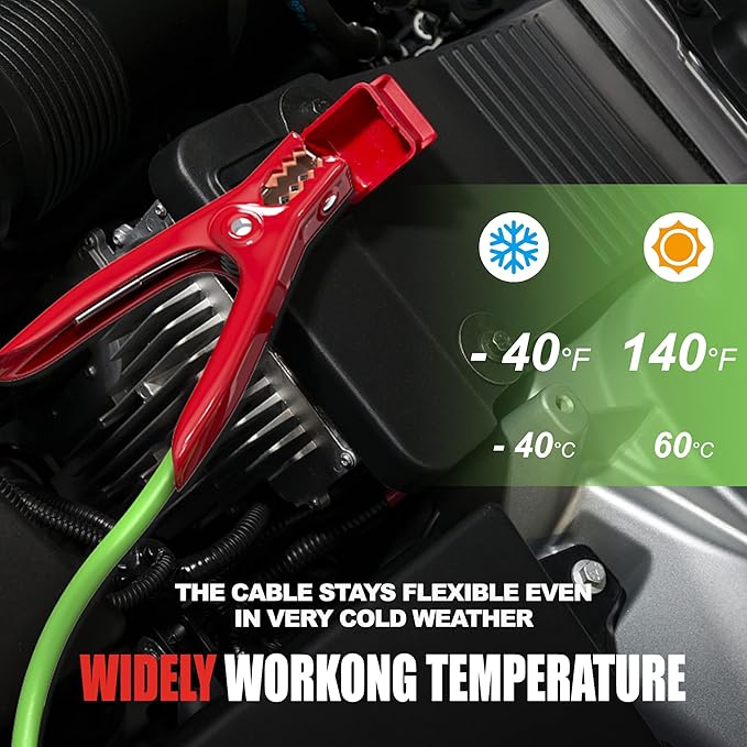 Jumper Cables 4 Gauge 20 Feet with Smart Safety Protector - Heavy Duty Battery Booster Cable with Reverse Polarity Protection, Carry Bag, Safety Gloves and Iron Brush Included(4AWG x 20FT)