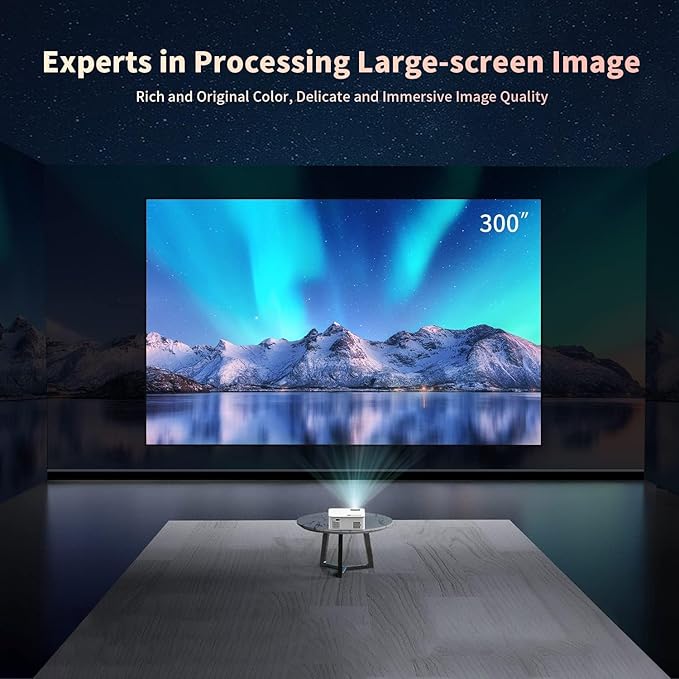 Projector, Native 1080P Full HD Bluetooth Projector with Speaker, 1500 Lumens Outdoor Portable Movie Mini Projector Compatible with Compatible WTV Stick,IOS,Android,PC,Laptop