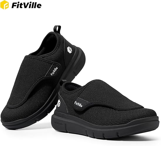 FitVille Diabetic Shoes for Women Extra Wide Width Walking Shoes Slip-On Orthopedic Shoes for Swollen Feet Foot Pain Relief - EasyTop Wings V2