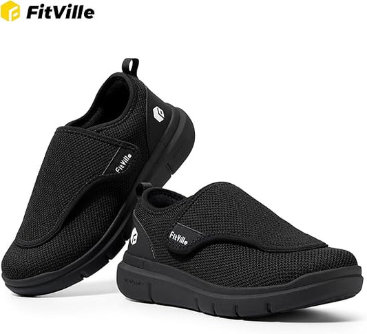 FitVille Diabetic Shoes for Women Extra Wide Width Walking Shoes Slip-On Orthopedic Shoes for Swollen Feet Foot Pain Relief - EasyTop Wings V2