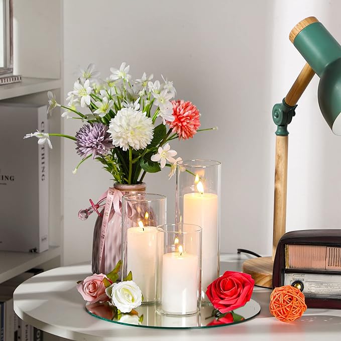 12 Pcs Glass Cylinder Vases Clear Flowers Vase Decorative 6,8,10 Inch Floating Candles Holders Table Centerpieces for Wedding Party Event Home Office Decor (2.5 x 5 in,2.5 x 6 in,2.5 x 8 in)