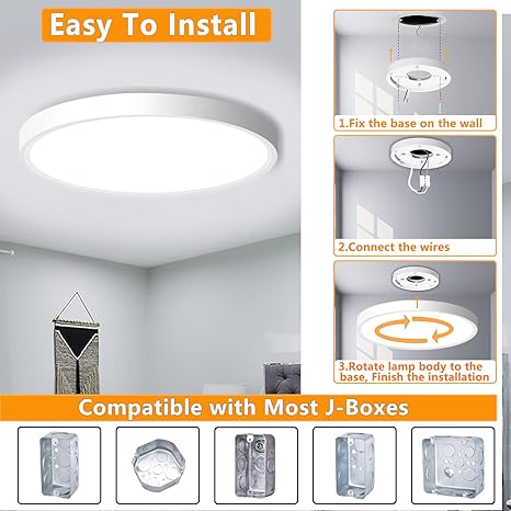 2PACK LED Flush Mount Ceiling Light Fixture, 9inch Modern LED Ceiling Light White 18W 5000K, Low Profile Slim Flat Surface Mount Ceiling Lights for Bedroom Kitchen Hallway Laundry Stairwell Basement