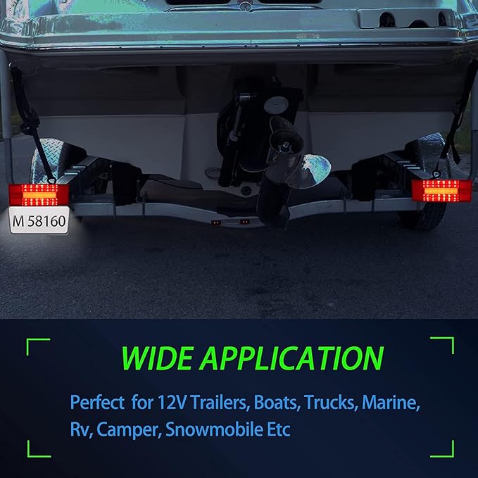 Boat Trailer Lights, Low Profile Rectangular Trailer Lights Led Kit, Red Sealed IP68 Waterproof Trailer Rear Lights Replacement for Fishing Boat Trailers, Truck, Boat etc