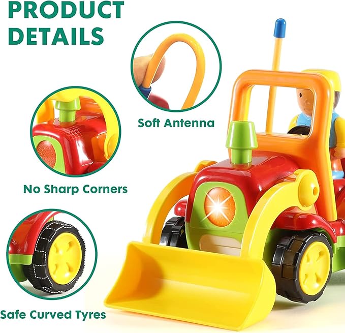 Haktoys Remote Control Bulldozer Toy for Toddlers Easy RC Construction Tractor with Blade for Boys Girls Ages 18 Months and Up First Remote Control Vehicle for Kids