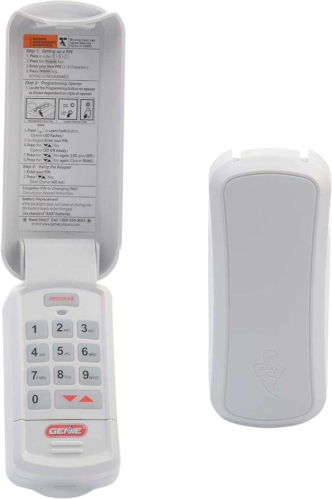 Genie Garage Door Opener Wireless Keyless Keypad - Safe Secure Access - Compatible with All Genie Intellicode Garage Door Openers - Easy Entry into the Garage With a PIN - Model GK-R, White