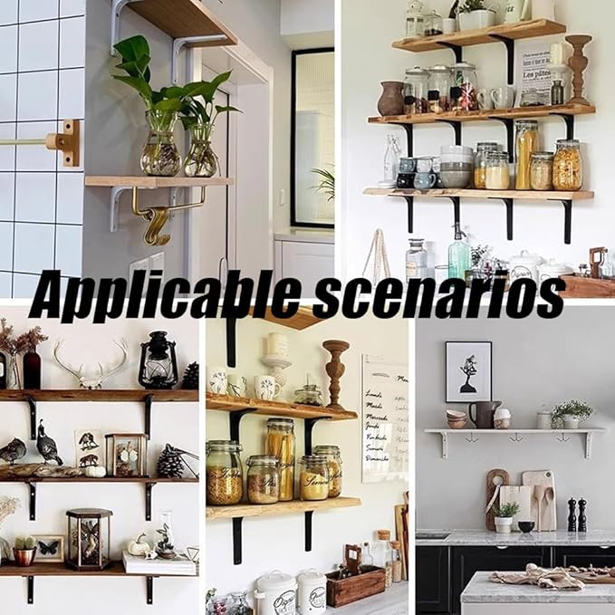 8Pcs 2 Inch Heavy Duty L Brackets, Wall Mount Right Angle Corner Braces, 90 Degree Shelf Bracket with Screws, for Shelves, Wood Boxes, Furniture, White