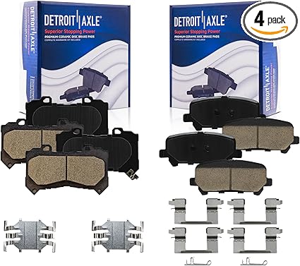 Detroit Axle - 4pc Brake Pads for 15-20 Chevy Colorado GMC Canyon, Front and Rear Ceramic Brake Pads 2015 2016 2017 2018 2019 2020 Replacement