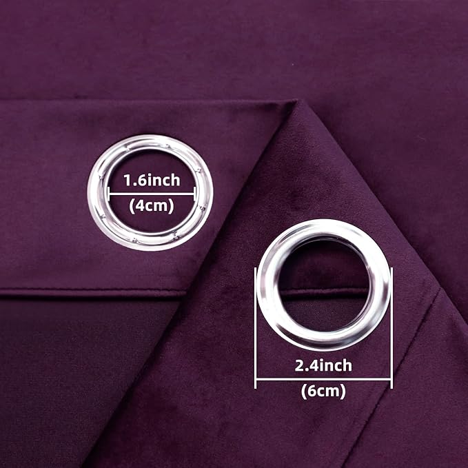 Dark Purple Velvet Curtains 84 inches Long Grommet Blackout Curtains for Bedroom Light Blocking Thermal Insulation Drapes Set of 2 Panels 38Aux 84Au