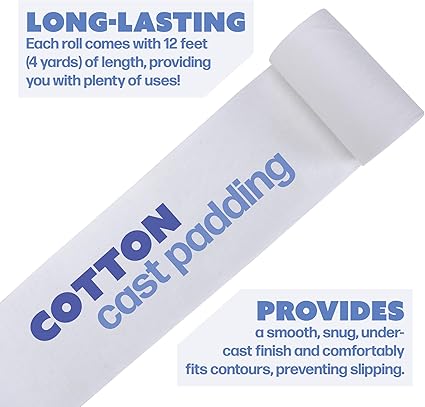 Cast Padding 12 Rolls 4 x 12ft, Individually Wrapped, Undercast Padding Cotton, Gauze Bandage for Halloween Wrap Bandage Art Projects, Body Casts, Mask Making, Hobby Craft, Wound Care, Orthopedic