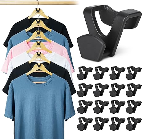 Smartor Clothes Hanger Connector Hooks 30 Pack, Closet Storage and Organization as Hangers Space Saving, Hanger Add on Hook as Closet Organizer, Stacking Hangers, Cascading Space Saver, Black
