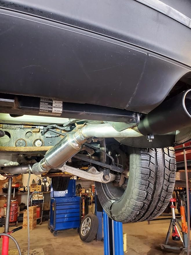 A-KARCK 4" Inlet Exhaust Resonator, 4" Inlet 4" Outlet 30" Overall Length Muffler Resonator Stainless Steel
