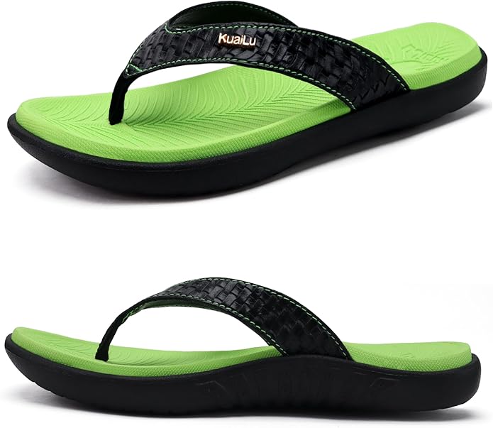 KuaiLu Womens Flip Flops Ladies Yoga Mat Comfortable Walking Thong Sandals With Plantar Fasciitis Arch Support Slip On Indoor Outdoor For Summer