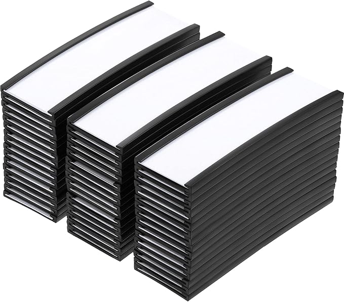 100 Pieces Magnetic Label Holders Labels Racks with Magnets Magnetic Data Card Holders with Protective Films and Replacement Strips for Shelf Bin (1 x 3 Inch)