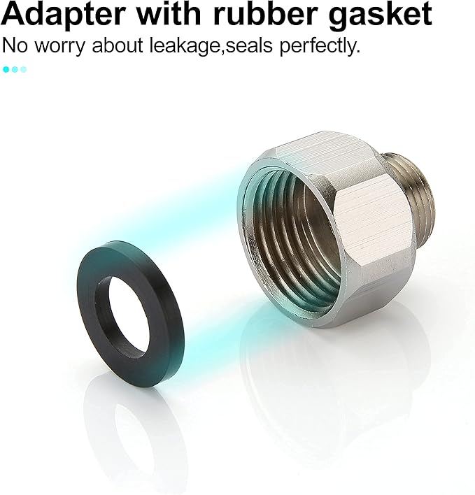 Brass Pipe Fittings, Water Hose Adapter, G 12 Female to G 38 Male Reducer Adapter, Compression Fitting for Kitchen Bathroom Faucet, Pipe Connector with Rubber Washer,(2 Pack)