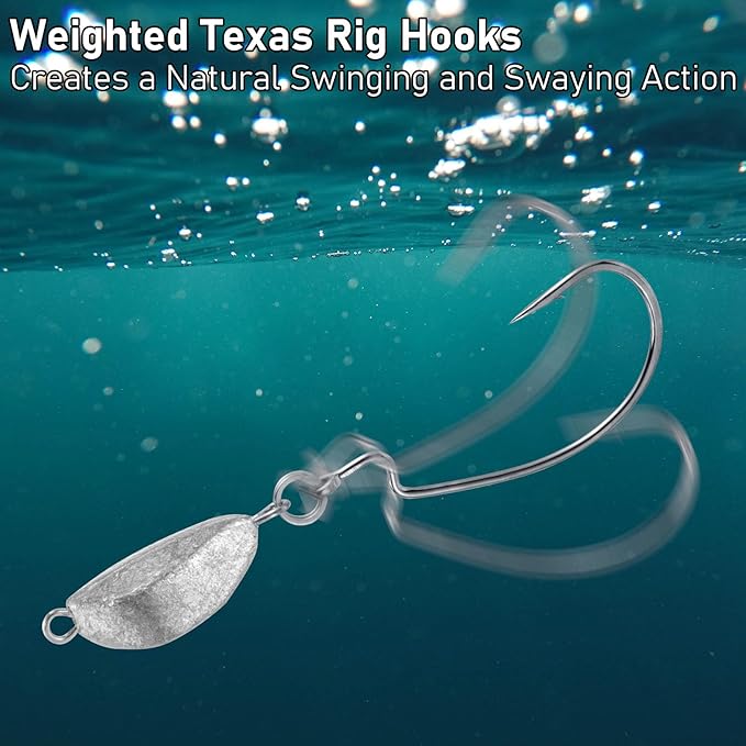 Dr.Fish 20 Pack Swimbait Jig, Texas Swinging Head Jig Weedless EWG Weighted Bass Fishing Hooks Walleye Freshwater 18oz-12oz