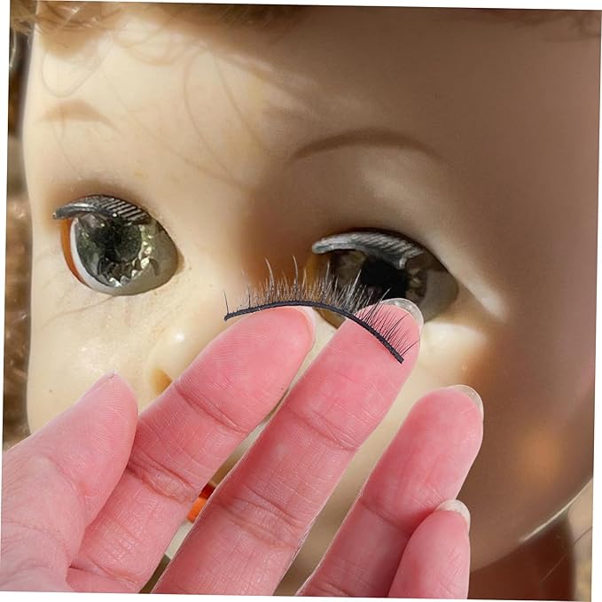 Anneome 1 Pair Doll False Eyelashes Doll Eye Lashes Doll Eyelashes Strips Cosplay Lashes Dolls Accessories Doll Eye Accessories Small Lashes Fake Lashes Crafts Doll Accessory Black