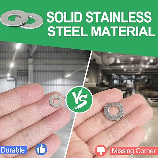 14" Stainless Steel Flat Washers - 58" Outside Diameter, 304(18-8) Stainless Steel Washers Metal Washer for Screws Bolts, Pack of 50