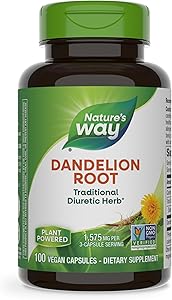 Nature's Way Dandelion Root, Traditional Diuretic Herb, Traditionally used to Soothe Digestive Upset, Vegan, 100 Capsules (Packaging May Vary)
