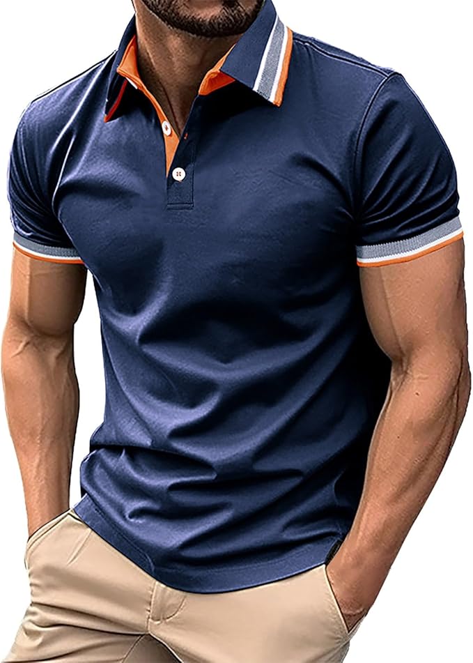 Men's Polo Shirts Short Sleeve Regular Fit Casual Tshirts Button Down Business Summer Sports Lightweight Hiking Tees