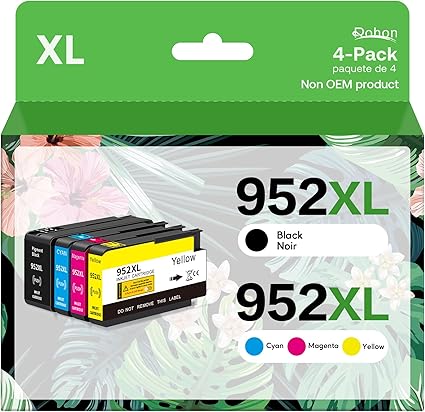 952xl Latest Upgrade Compatible Ink Cartridges Combo Pack Replacement for HP 952 XL Use with Officejet Pro 7740 8210 8710 8720 8740 8715 7720 8725 8730 (4 Packs), Black, Cyan, Yellow, Magenta