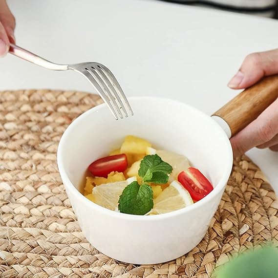 Fruit Bowls French Onion Soup Bowls with Wood Handle Fruit Salad Dessert Bowls Breakfast Porridge Bowls Steamed Egg Bowl Counter