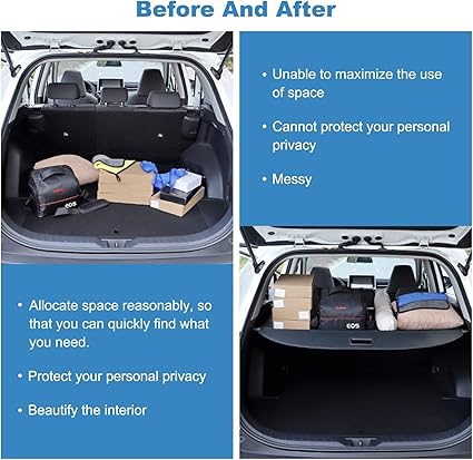ECCPP Cargo Cover 2020-2024 Fit for Cadillac XT6 Flexible SUV Rear Trunk Cover Shade Luggage Tonneau Security Cover