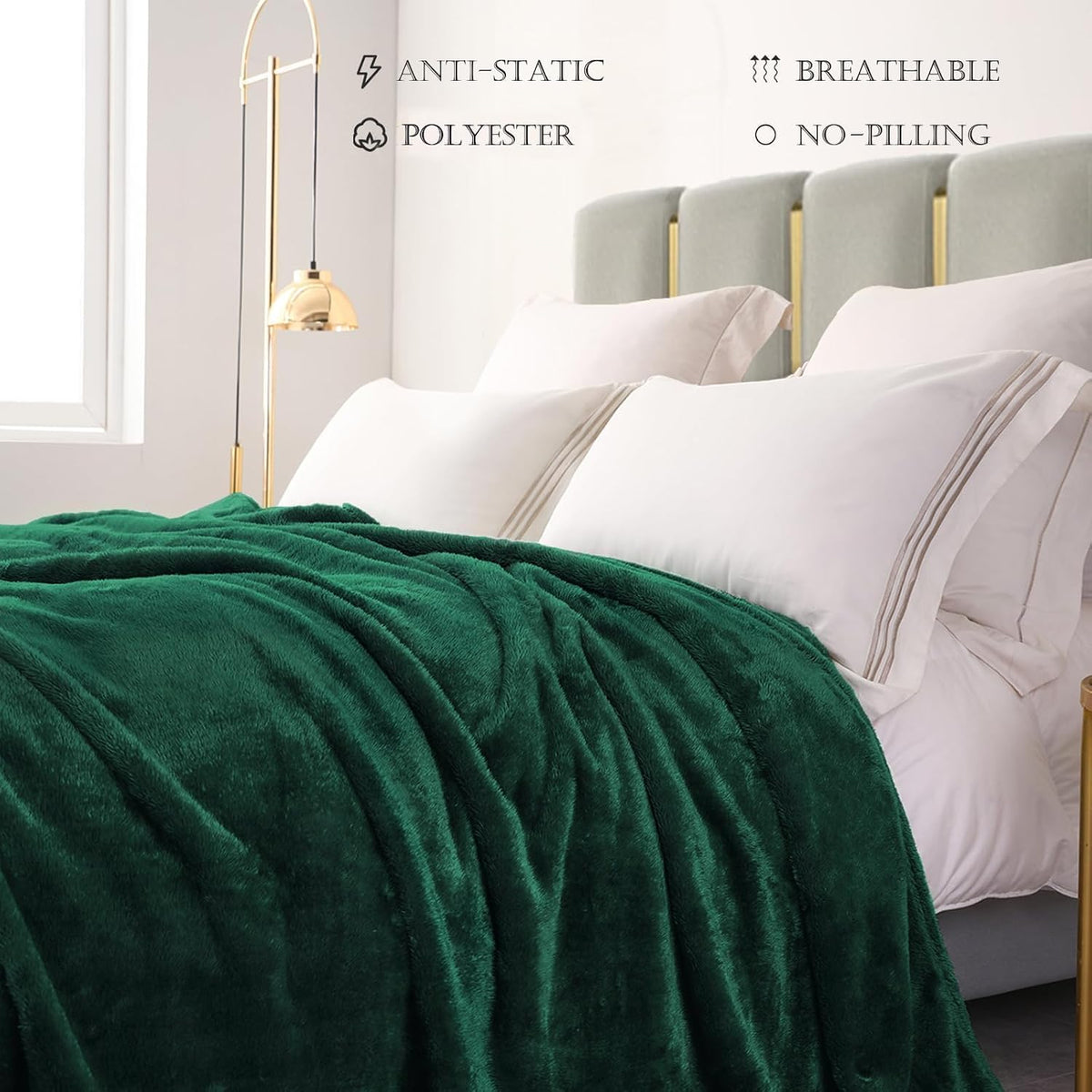 Exclusivo Mezcla Fuzzy Plush Fleece Bed Blanket King Size, Forest Green