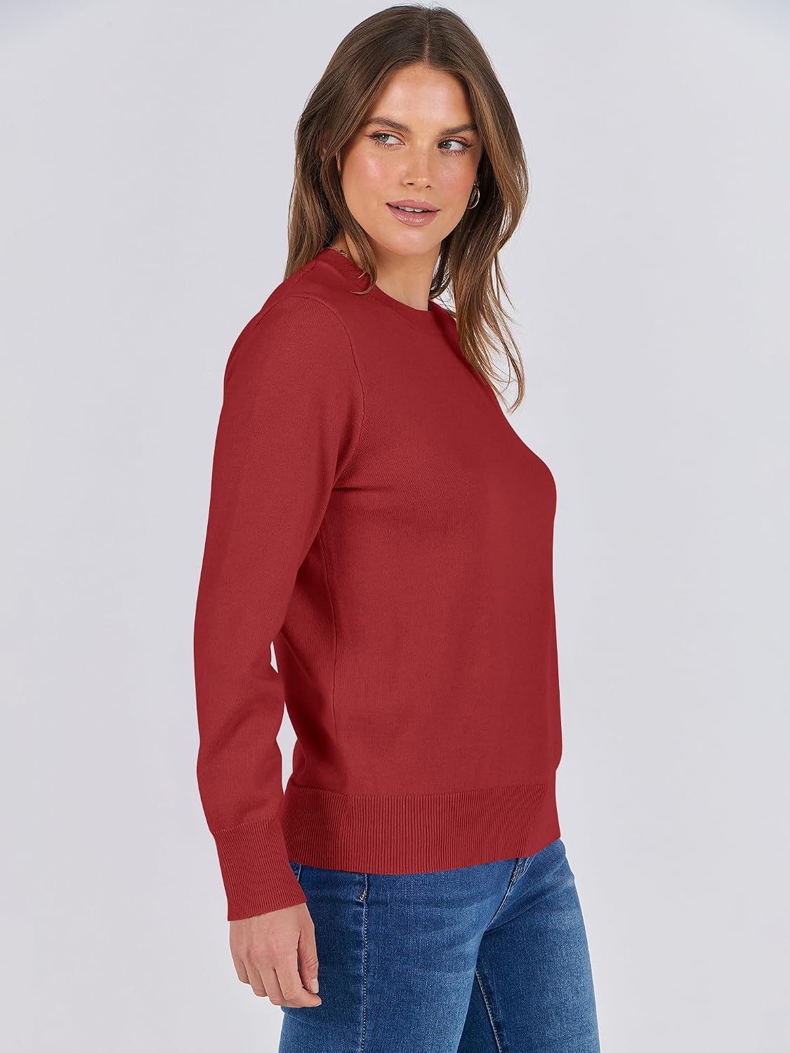 ANRABESS Sweaters for Women Long Sleeve Lightweight Crewneck Soft Basic Knit Loose Fit Pullover Top 2026 Fall Trendy Outfits