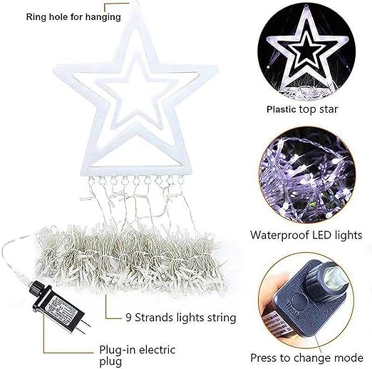 IAMAGOODLADY Christmas Decorations,Christmas Lights Outdoor 350LED 11.5FT 9 Strand Christmas Decorations with 8 Lighting ModesMemory Function,Star String Lights Only Lightning Deals of Today