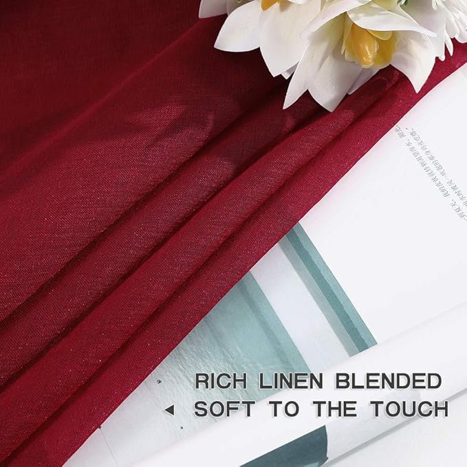 MIULEE 2 Panels Burgundy Red Semi Sheer Window Curtains Elegant Christmas Decor Grommet Top Voile Drapes Window Treatment Linen Textured Panels for Bedroom Living Room (54X84 inch Length)
