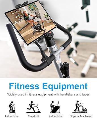 GDZN Gooseneck Treadmill Tablet Holder, iPad Clamp Mount for Bike, Handlebar, Spin Bike, Stroller, Wheelchair, Mic Stand, Indoor Cycling, Compatible with 4.7-13" Tablets and Phones