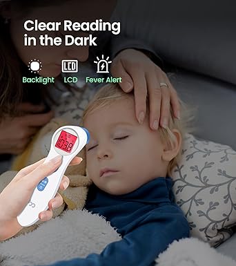 Forehead Thermometer for Adults and Kids, Digital Touchless Thermometer for Baby, Infants and Toddlers, 3 Color Fever Alarm, FSA HSA Eligible,1s Fast Accurate Reading, Non Contact