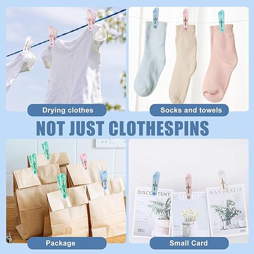 32Pcs Colored Clothes Pins Plastic Clothes Pins Laundry Clips,Package Clips