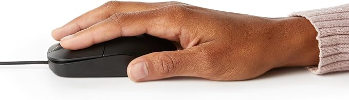 Basics Computer Mouse with 3-button USB cable (black), pack of 1