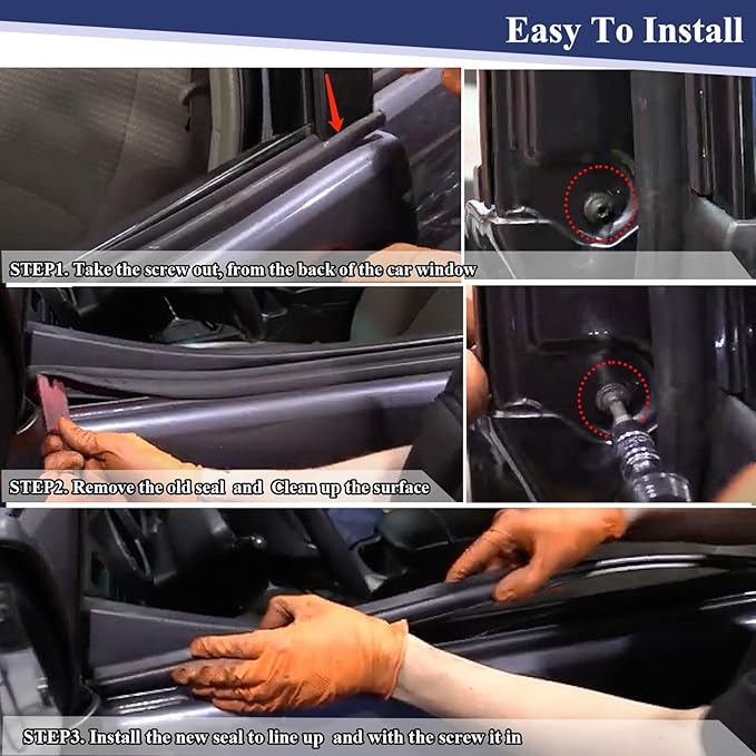 Window Molding Trim Seal for 2003-2009 Toyota 4Runner,Black Outer Door Weather Stripping Window Seal Belt,Replace68161-35060 68162-35060 68163-35030 68164-35030