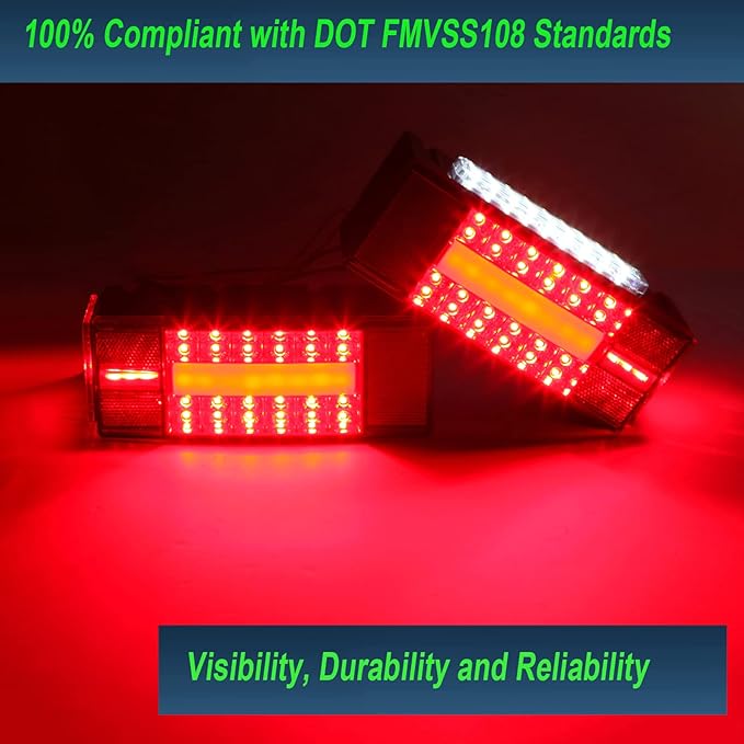Boat Trailer Lights, Low Profile Rectangular Trailer Lights Led Kit, Red Sealed IP68 Waterproof Trailer Rear Lights Replacement for Fishing Boat Trailers, Truck, Boat etc