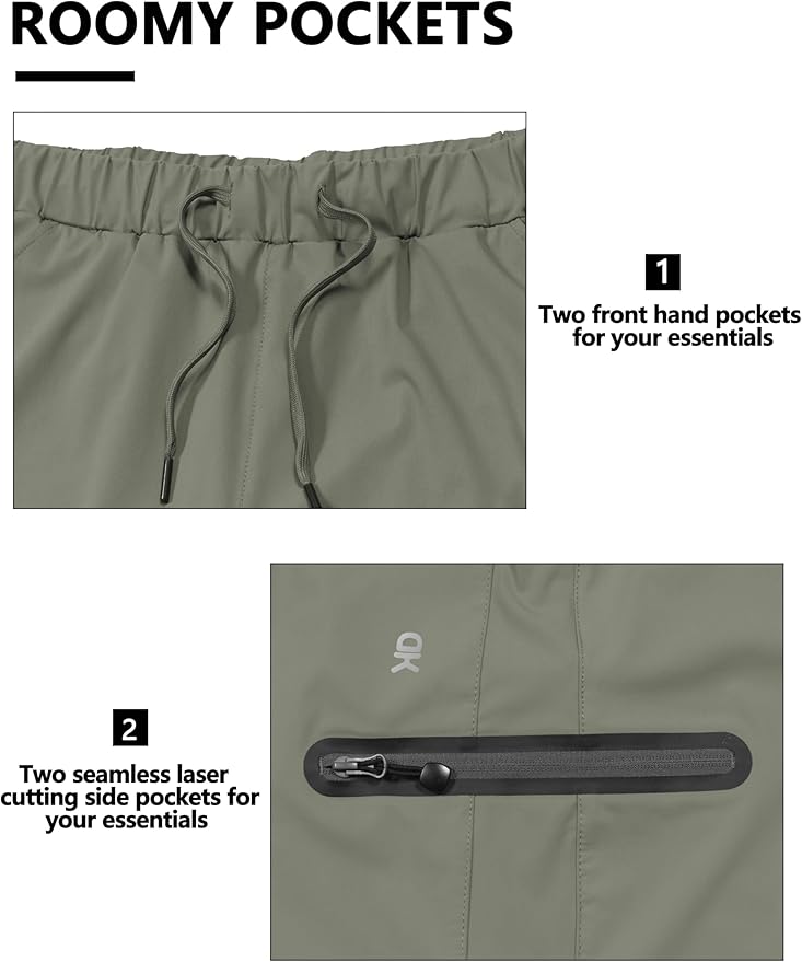 Little Donkey Andy Men’s Ultra-Stretch Quick Dry Lightweight Bermuda Shorts Drawstring Zipper Pocket Hiking Travel Golf