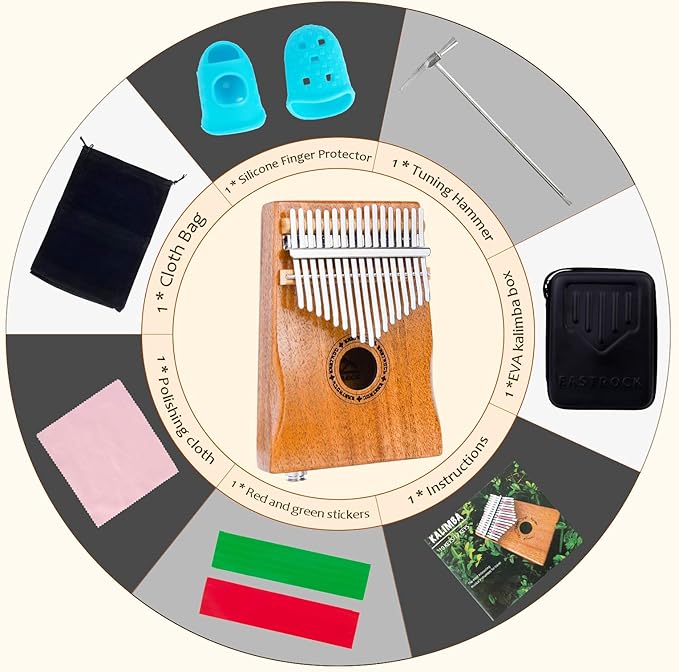 EASTROCK 17 Key Electric Kalimba Thumb Piano Built-in Pickup Professional Electric Kalimba Finger Piano for Kid Adults Beginners Professional (Mahogany Hand Rest EQ)