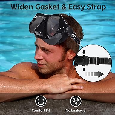 Freela Swim Goggles with Nose Cover Adult Swimming Goggles 180Clear View Snorkeling Diving Mask for Pool Beach