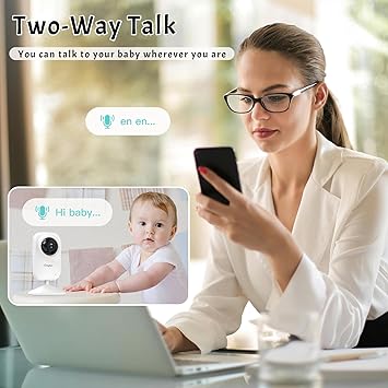 Video Baby Monitor Add-on Camera Compatible with BME28 Baby Monitor,Night Vision,1200ft Long Range,2 Way Talk,Auto Night Vision,App or Add Display Control,5 Lullabies Feeding Remind,Home Use